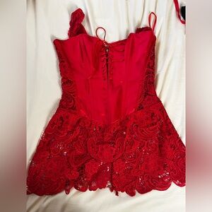 Red bustier lingerie dress